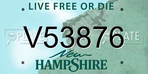 V53876 New Hampshire License Plate