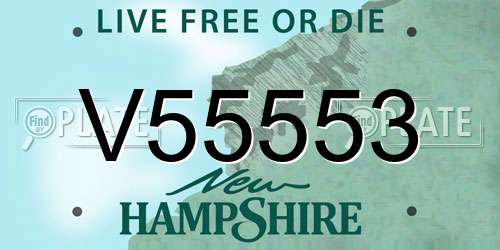 V55553 New Hampshire License Plate