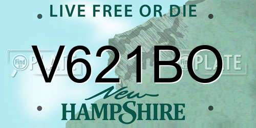 V621BO New Hampshire License Plate