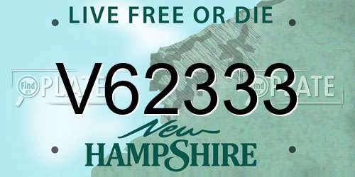 V62333 New Hampshire License Plate