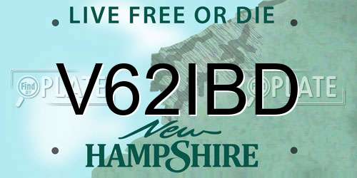 V62IBD New Hampshire License Plate