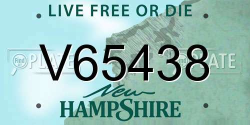V65438 New Hampshire License Plate