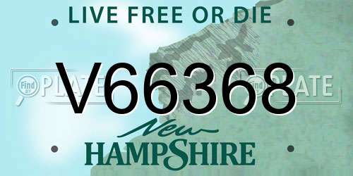 V66368 New Hampshire License Plate