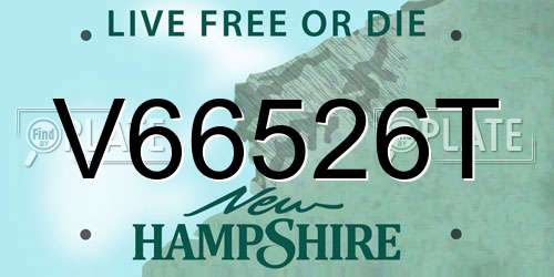 V66526T New Hampshire License Plate