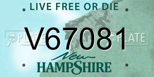 V67081 New Hampshire License Plate