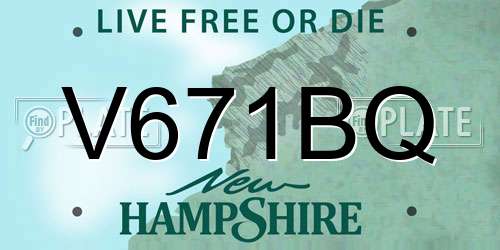 V671BQ New Hampshire License Plate
