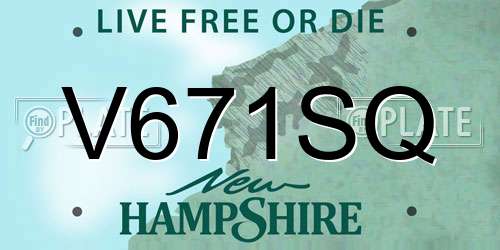 V671SQ New Hampshire License Plate