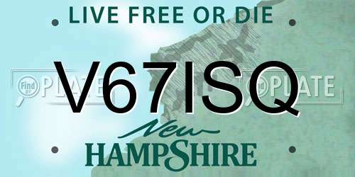 V67ISQ New Hampshire License Plate
