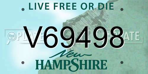 V69498 New Hampshire License Plate