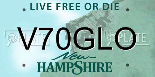 V70GLO New Hampshire License Plate