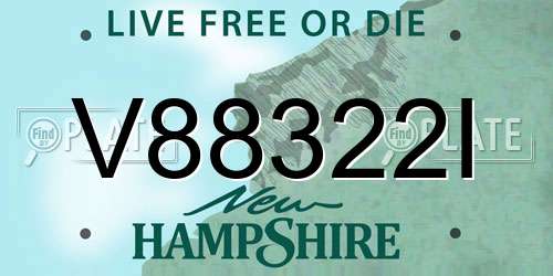 V88322I New Hampshire License Plate