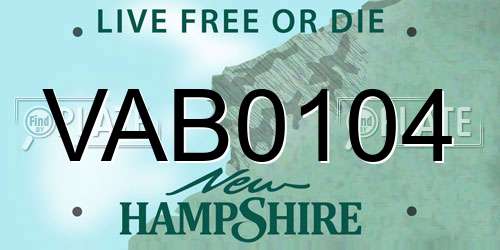 VAB0104 New Hampshire License Plate