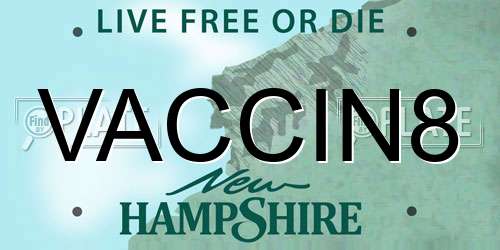 VACCIN8 New Hampshire License Plate