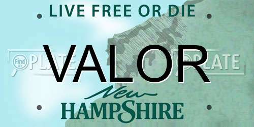 VALOR New Hampshire License Plate