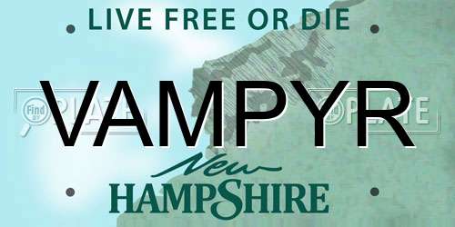 VAMPYR New Hampshire License Plate