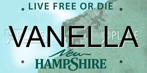 VANELLA New Hampshire License Plate