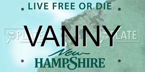 VANNY New Hampshire License Plate