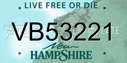 VB53221 New Hampshire License Plate