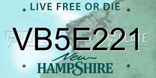 VB5E221 New Hampshire License Plate