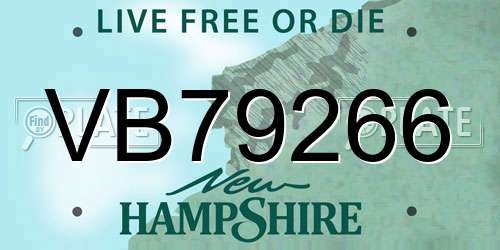 VB79266 New Hampshire License Plate