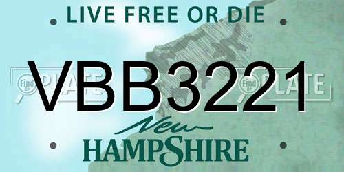 VBB3221 New Hampshire License Plate