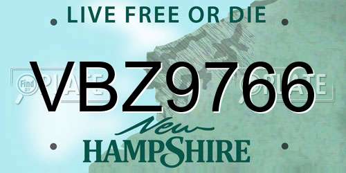 VBZ9766 New Hampshire License Plate