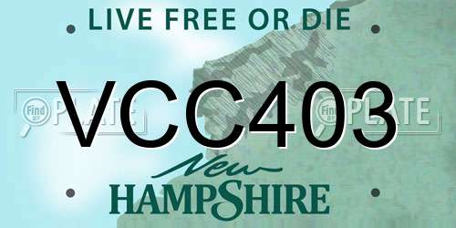 VCC403 New Hampshire License Plate