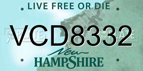VCD8332 New Hampshire License Plate