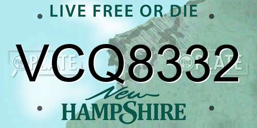 VCQ8332 New Hampshire License Plate