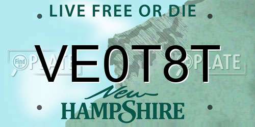 VE0T8T New Hampshire License Plate