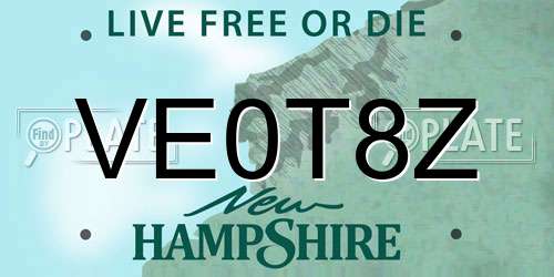 VE0T8Z New Hampshire License Plate