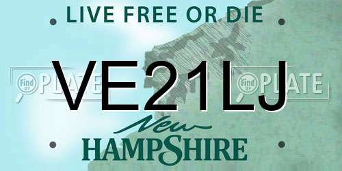 VE21LJ New Hampshire License Plate
