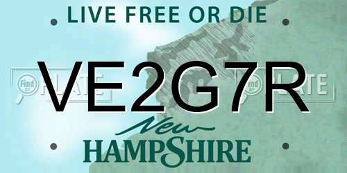 VE2G7R New Hampshire License Plate