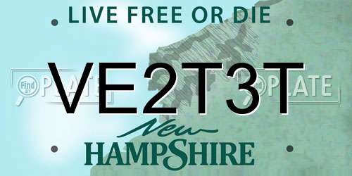VE2T3T New Hampshire License Plate