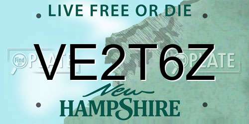 VE2T6Z New Hampshire License Plate