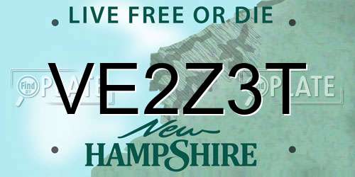 VE2Z3T New Hampshire License Plate