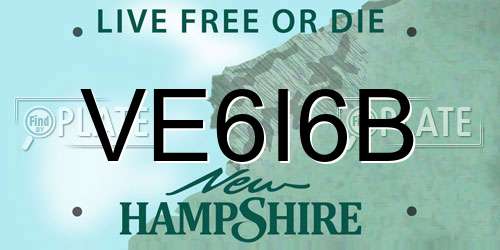 VE6I6B New Hampshire License Plate