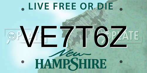 VE7T6Z New Hampshire License Plate