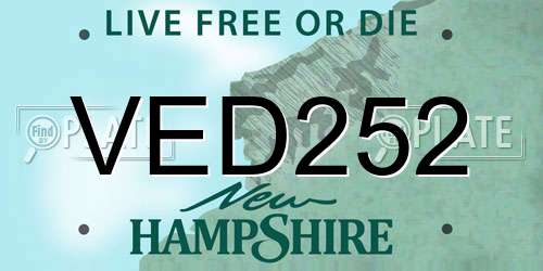 VED252 New Hampshire License Plate