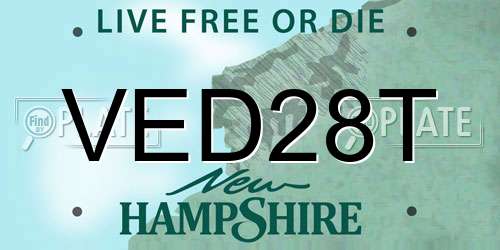 VED28T New Hampshire License Plate