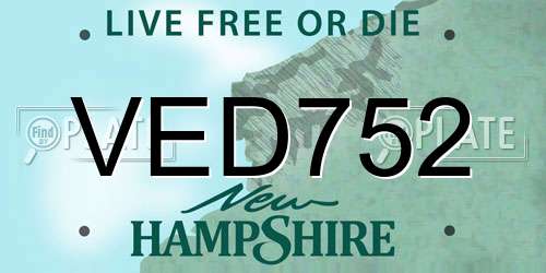 VED752 New Hampshire License Plate