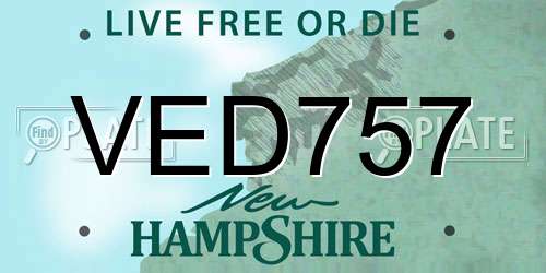 VED757 New Hampshire License Plate