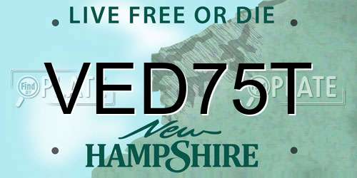 VED75T New Hampshire License Plate