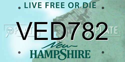 VED782 New Hampshire License Plate