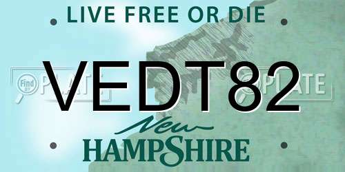 VEDT82 New Hampshire License Plate