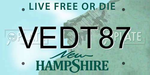 VEDT87 New Hampshire License Plate