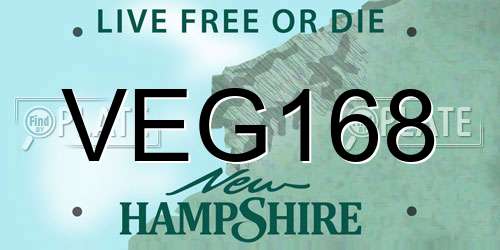 VEG168 New Hampshire License Plate