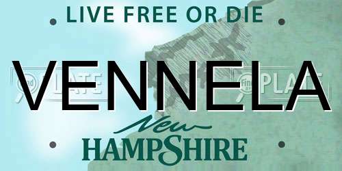 VENNELA New Hampshire License Plate