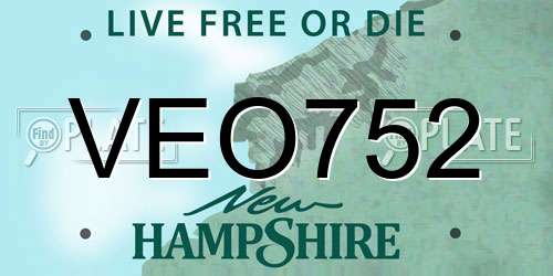 VEO752 New Hampshire License Plate