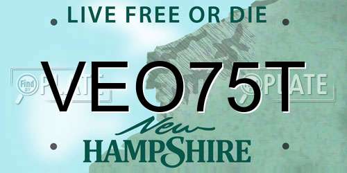 VEO75T New Hampshire License Plate
